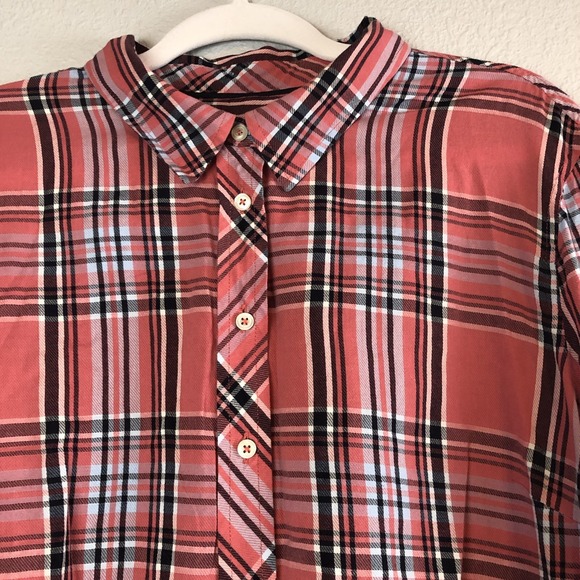 Talbots Womens Blouse XL Button Up Collared Tunic Plaid Long Sleeves Preppy - Picture 2 of 7